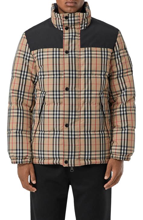 burberry puffer jacket men's|reversible check nylon puffer jacket.